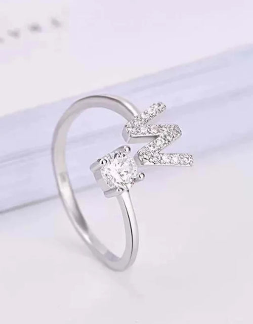 Load image into Gallery viewer, 26 English Letter Open Finger Rings A-Z Initials Name Alphabet Female
