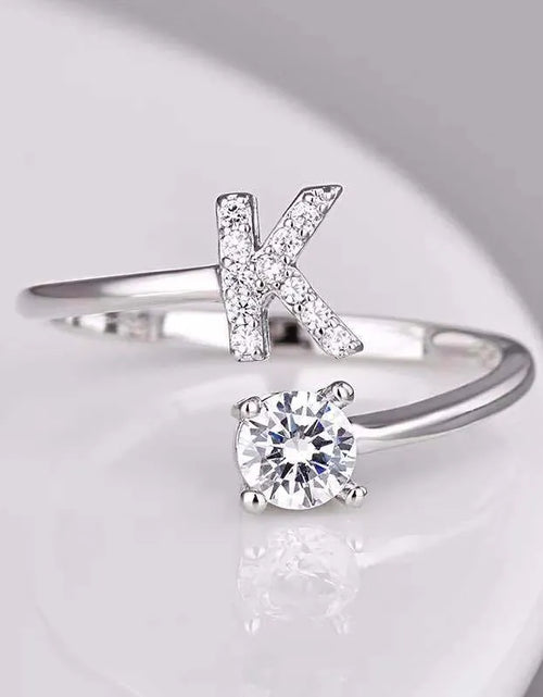 Load image into Gallery viewer, 26 English Letter Open Finger Rings A-Z Initials Name Alphabet Female
